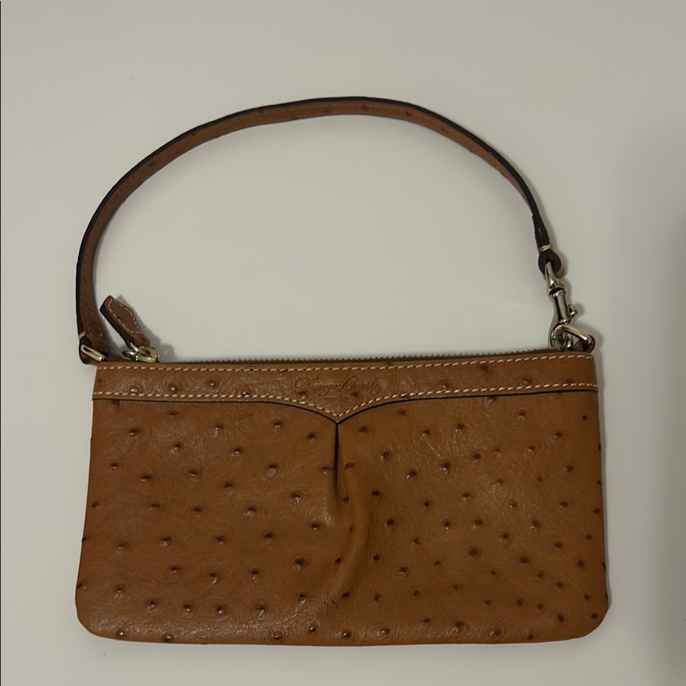 Dooney & Bourke Tan Ostrich-Texture Leather Wristlet